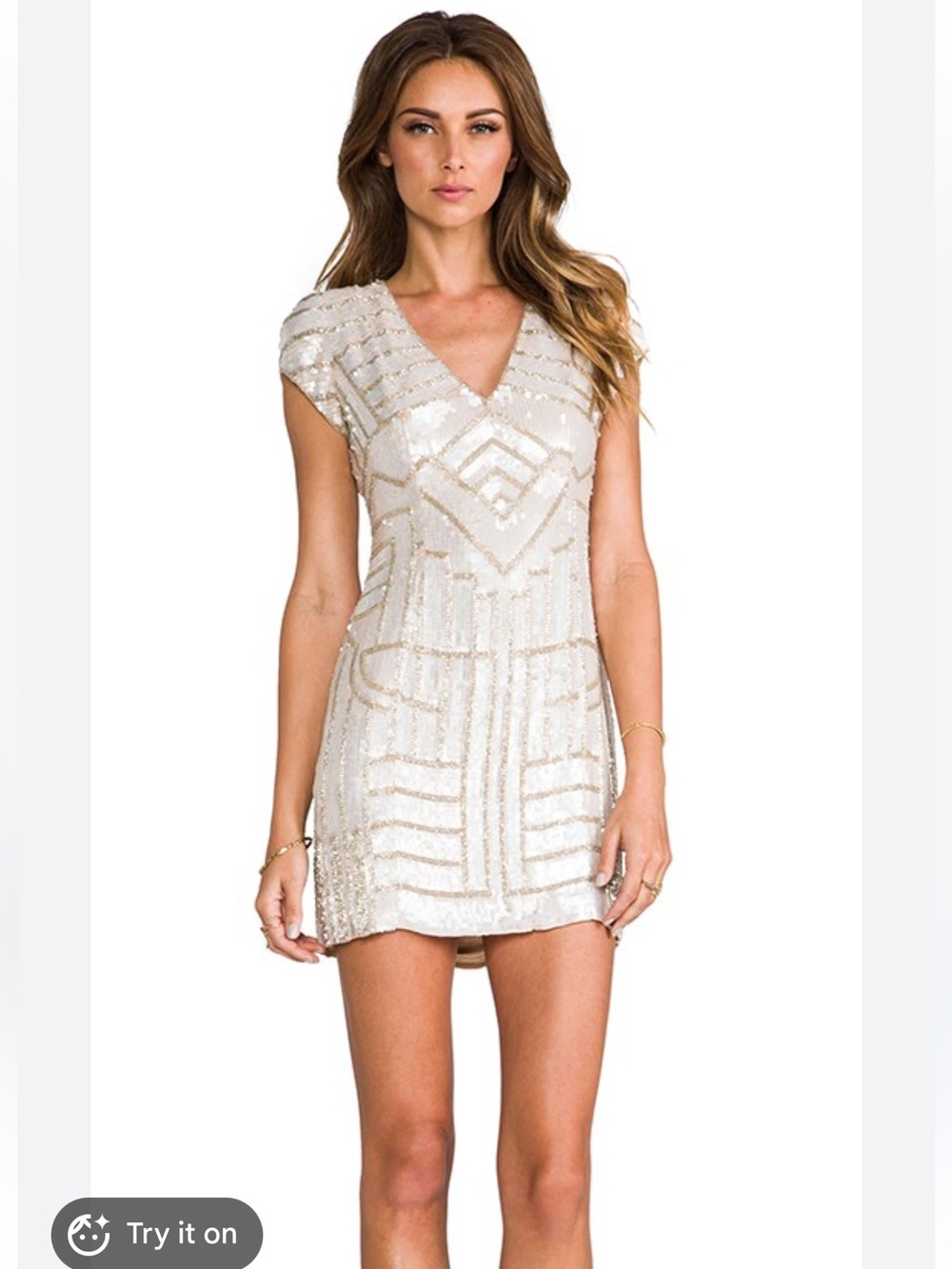 Parker Champagne and Gold Sequin Mini Dress